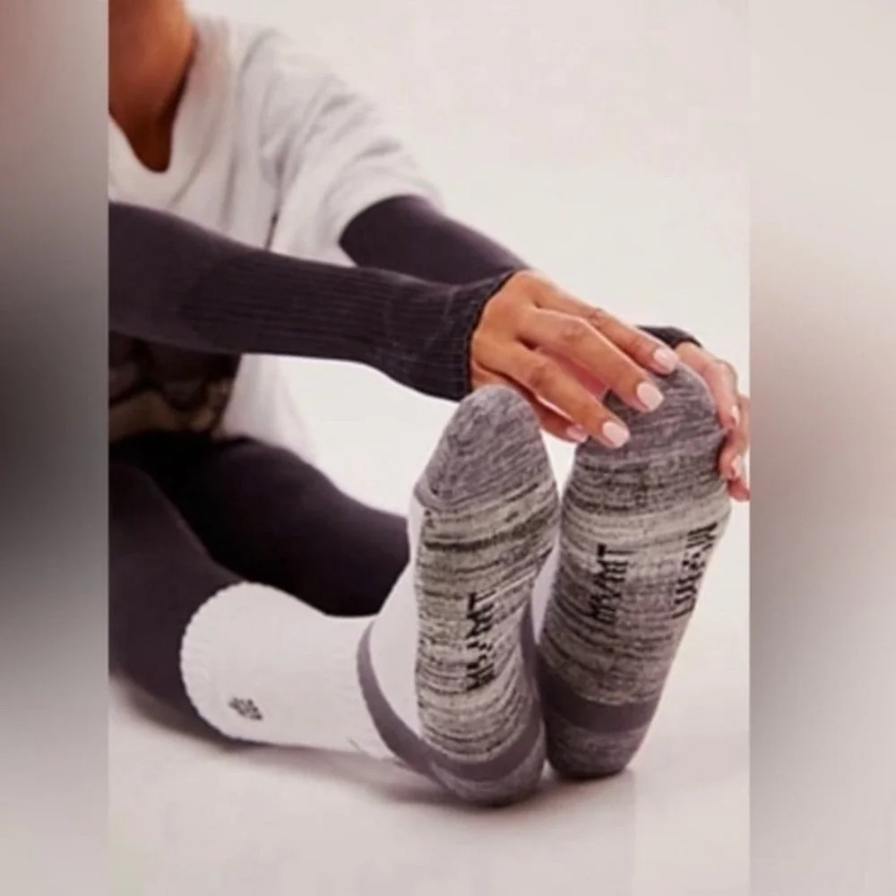 Free People Movement Tube Sock One Size White New Ribbed Athletic Crew Logo Soft